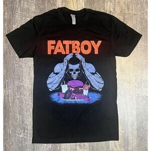 Fatboy Graphic T Shirt Black Skull Burger Junk Food Streetwear Tee XS